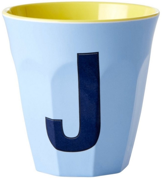 Rice Two Tone Soft Blue Melamin Becher Buchstabe J