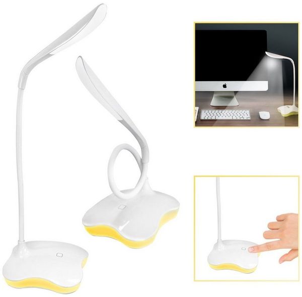 EAXUS LED Schreibtischlampe 2in1 USB Tischleuchte / Nachttischlampe in Weiß, Nachtlicht-Funktion, LED fest integriert, warmweiß, Tageslichtweiß, Dimmbar