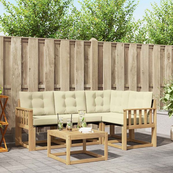vidaXL Outdoor-Sofagarnitur mit Kissen 5 pcs Weiß und Creme 3389448
