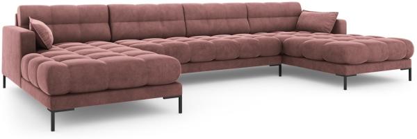 Micadoni Panorama-Sofa Mamaia 6-Sitzer Samt Bluvel Rosa schwarze Beine