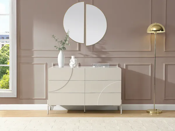 Vente-unique - ZELINARO Kommode Holz, Platte Beige - B 40 cm x H 75 cm x L 120 cm