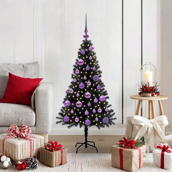 vidaXL Weihnachtsbaum mit 150 LEDs mit Ständer Schwarz 120 cm PVC 3396462
