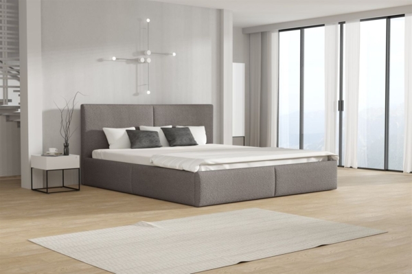 Polsterbett Doppelbett BERGEN 120x200cm Stoff Freya Grau