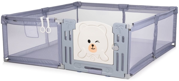 Chipolino Laufstall Amico Set Spielmatte 180x200 cm Halteringe Türe ab 1 Jahr grau