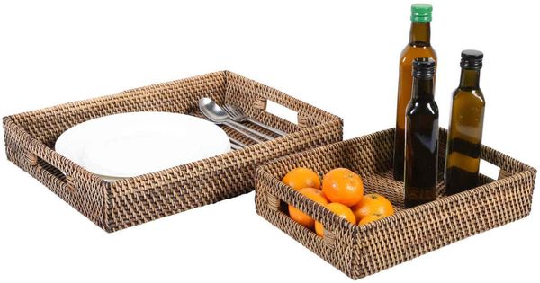 Rattan Tablett Lisa rechteckig 2er Set