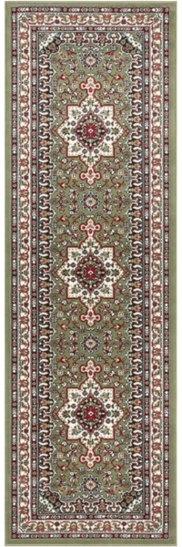 Orientalischer Kurzflor Teppich Parun Täbriz Grün - 80x250x0,9cm