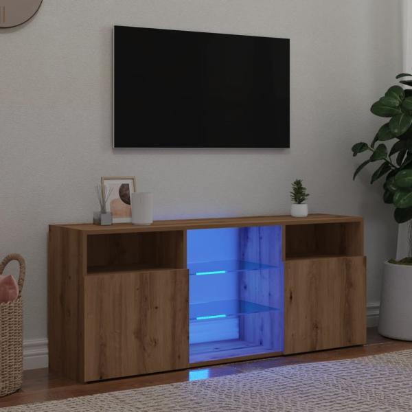 vidaXL TV-Schrank mit LED-Leuchten Artisan-Eiche 120x30x50 cm 856352