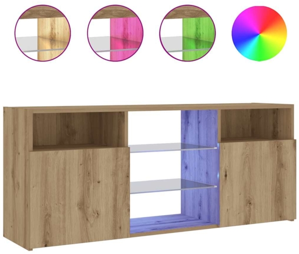 vidaXL TV-Schrank mit LED-Leuchten Artisan-Eiche 120x30x50 cm 856352