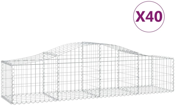 vidaXL Gabionen mit Hochbogen 40 Stk. 200x50x40/60 cm Verzinktes Eisen 3145595
