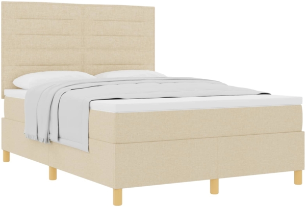 vidaXL Boxspringbett mit Matratze Creme 160x200 cm Stoff 3339558