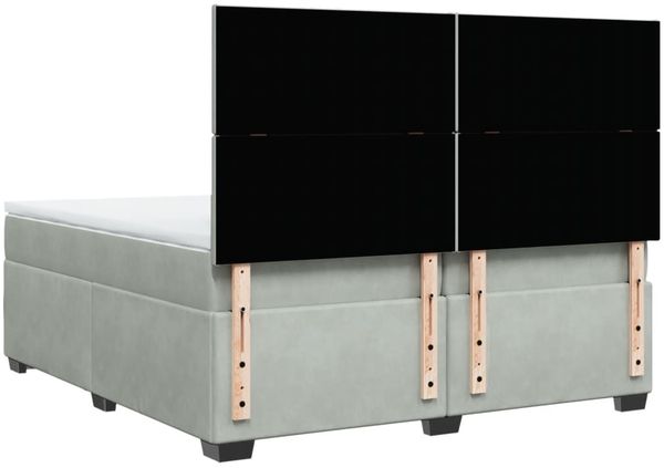 vidaXL Boxspringbett mit Matratze Hellgrau 200x200 cm Samt 3293296 Bild 12