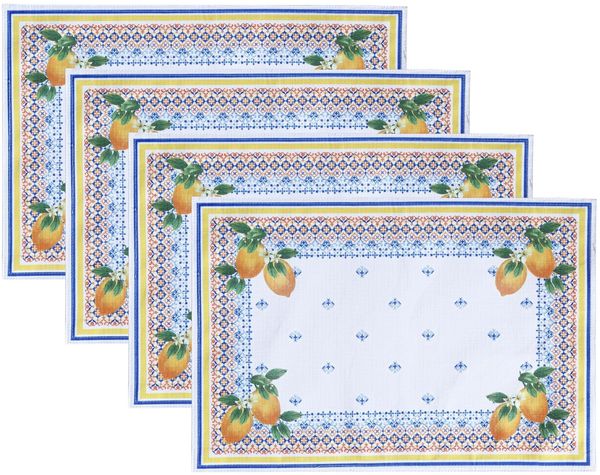 Elrene Home Fashions Capri Zitronen-Tischdecke, doppelseitig, mediterraner Stoff, rechteckig, 152,4x213,4 cm