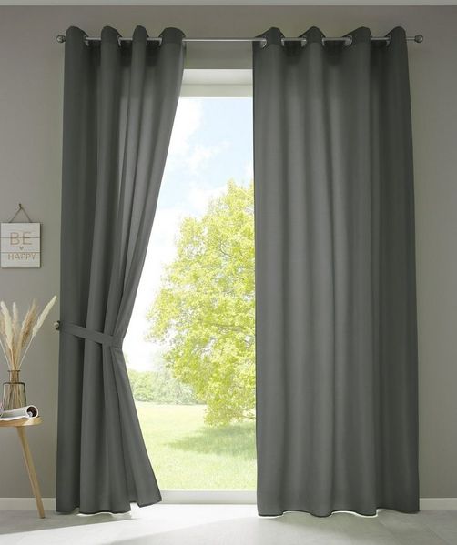 Gardinenbox Vorhang (2 St), Ösen, blickdicht, Microsatin, »Berlin« Blickdicht Microsatin Lichtdurchlässig 20405N2
