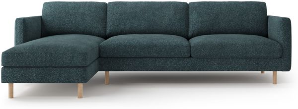 Micadoni Ecksofa Eden 4-Sitzer Links Strukturierter Stoff Grün Blau Melange