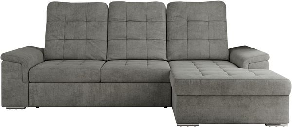 L-förmige Ecksofa mit gesteppter Sitzfläche und Rückenlehne, verstellbare Rückenkissen, Schlaffunktion und Bettkasten - MADRITO - Grau Stoff - rechte Seite Bild 4