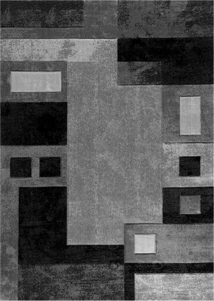 Vimoda Designteppich Wohnzimmer Grau Kariert mit Farbverlauf und Konturenschnitt, Rechteckig, Höhe: 12 mm, Läufer Grau Wohnzimmer dicht & hochwertiger