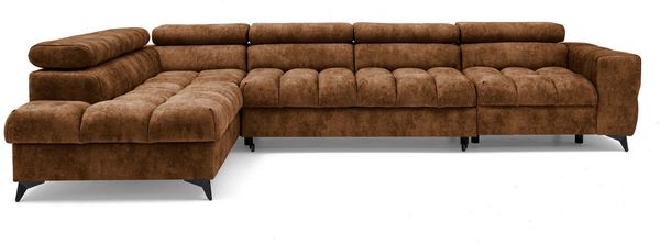 Muffo Ecksofa Pudding Maxi, Elegante starke Steppung, mit Bettkasten, verstellbaren Kopfstützen, mit Schalffunktion