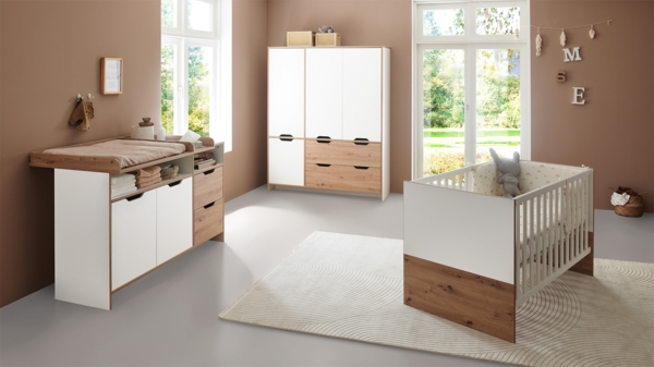 Babymöbel-Komplettset »Maxim« 3-teilig, Artisan Oak / Kreideweiß, Arthur Berndt