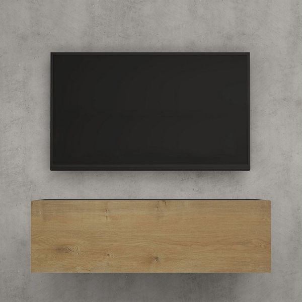doporro Lowboard, Holz, Matt Anthrazit und Kerneiche, 100 cm