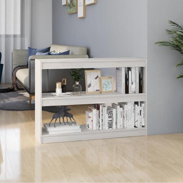 vidaXL Bücherregal Raumteiler Weiß 100 x 30 x 71,5 cm Massivholz Kiefer 808209