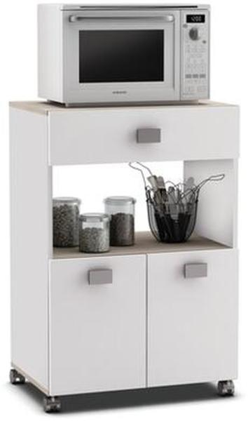 Küchenwagen >Romarin< in Akazie/matt weiss - 60x88x41cm (BxHxT)