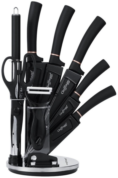 Messer Kochmesser Messerset mit Messerständer 9-tlg. Rungassi Schwarz KS11 Bild 5