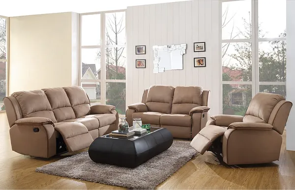 Vente-unique - HERNANI Sofa and armchair set StoffStoff Schwarz - B 96 cm x H 99 cm x L 210 cm100 cm