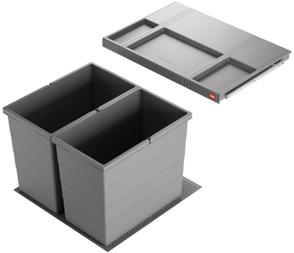 Hailo Einbau Abfallsammler 3301651 Allegro Einsatz Mülleimer 2x 28 L Dunkelgrau