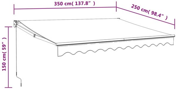 vidaXL Elektrische Markise mit Kurbel Anthrazit 3,5x2,5 m 3154487 Bild 10