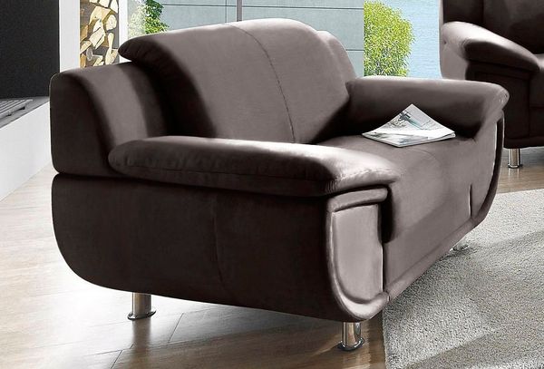 TRENDMANUFAKTUR Sessel Rondo, Breite 121 cm, breite Armlehnen, Füße chromfarben, Big-Sessel wahlweise mit Federkern, bequem