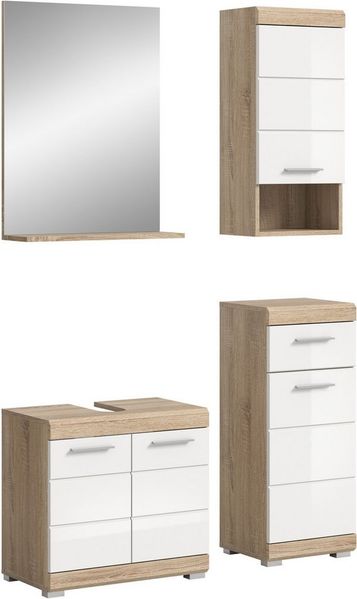 INOSIGN Badmöbel-Set Siena, 4 teilig, bestehend aus:, (Set), Waschbeckenunterschrank, Spiegel, Unterschrank, Hängeschrank