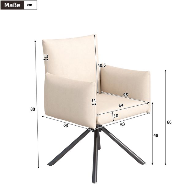 Esszimmerstuhl-Set (4 St.) 360° drehbar, Leinen Beige, Belastbar bis 150 kg,H 88 x T 60 x B 60 cm Bild 4