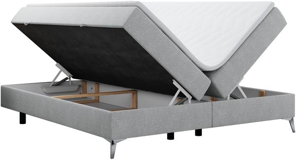 Boxspringbett - Doppelbett mit Multipocket-Matratze - LESS -180x200 - Hellgrau Stoff - H4 Bild 4
