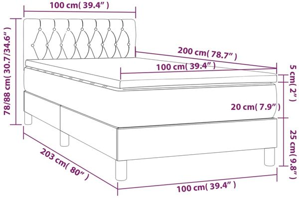 vidaXL Boxspringbett mit Matratze Dunkelgrün 100x200 cm Samt 3141470 Bild 7
