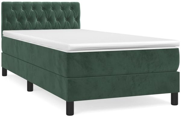 vidaXL Boxspringbett mit Matratze Dunkelgrün 100x200 cm Samt 3141470 Bild 2