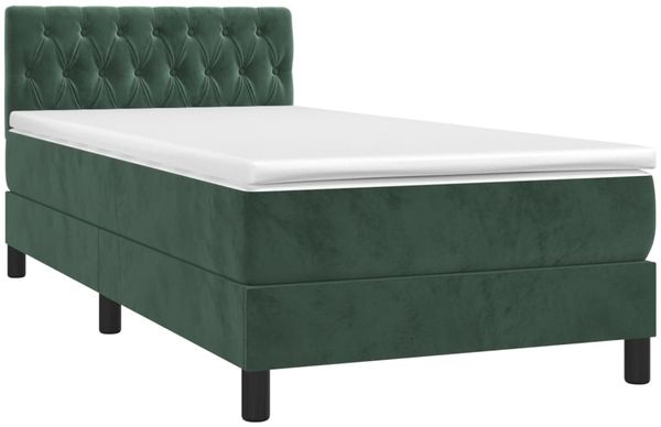 vidaXL Boxspringbett mit Matratze Dunkelgrün 100x200 cm Samt 3141470 Bild 3