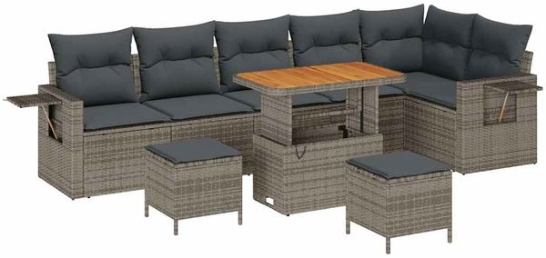 vidaXL Gartensofa-set 9 pcs Grau Poly-Rattan 3361768 Bild 2