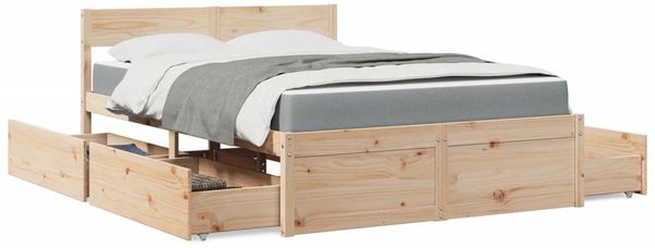 vidaXL Bett mit Schubladen und Matratze 120x190 cm Massivholz Kiefer 3281916