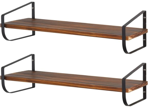 Wandregal Holz 60cm Metallhalterung MDF Ablage naturfarben/schwarz mdesign