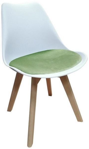 HTI-Living Esszimmerstuhl Stuhl Atlanta Weiß, Velvet Hellgrün (Set, 1 St), Esszimmerstuhl Kunststoffschale Samtbezug Holzfüße