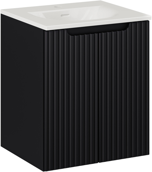 NOVA BLACK 50cm Badmöbel-Set mit SKY Möbelwaschtisch (40x50cm), Schwarz Teppich Bild 1