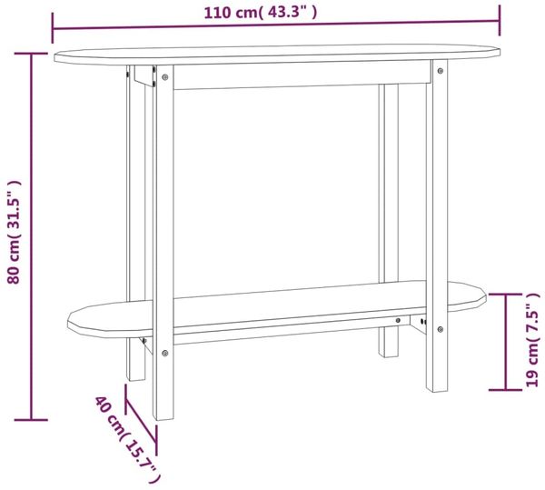 vidaXL Konsolentisch Weiß 110x40x80 cm Massivholz Kiefer 822298 Bild 8