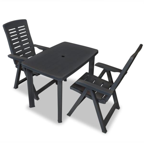 vidaXL 3-tlg. Bistro-Set Kunststoff Anthrazit 275083