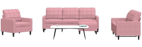 vidaXL 4-tlg. Sofagarnitur mit Kissen Rosa Samt 3278364