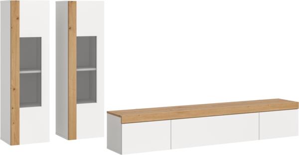 Wohnkombination (B/H/T: 270x34x33 cm) in weiß Nachbildung