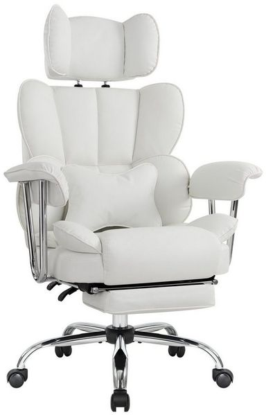 Intimate WM Heart Chefsessel Ergonomischer Bürostuhl, Höhenverstellbar Schreibtischstuhl (Gaming Stuhl mit dickem Kissen), PU-Leder Drehstuhl mit Kopfstützte und Fußstütze