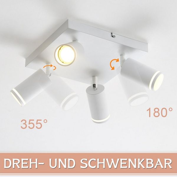 Nettlife Deckenstrahler Schwarz Schwenkbar Modern Wandstrahler Innen Metall Deckenlampe GU10, Schwenkbar 355°, ohne Leuchtmittel, für Flur Wohnzimmer Küche Schlafzimmer