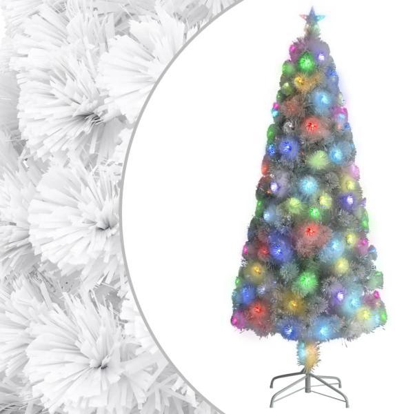 vidaXL Künstlicher Weihnachtsbaum mit Beleuchtung Weiß 180cm Glasfaser 328451