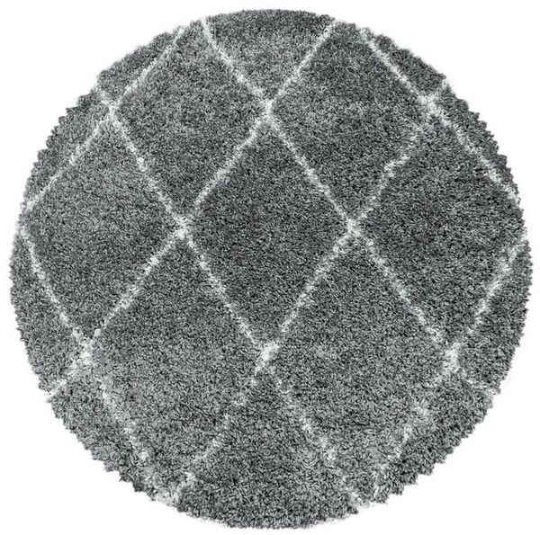 Carpettex Hochflor-Teppich Rauten Design, Rund, Höhe: 30 mm, Teppich Wohnzimmer Geometrisch Design verschiedene farben und größen
