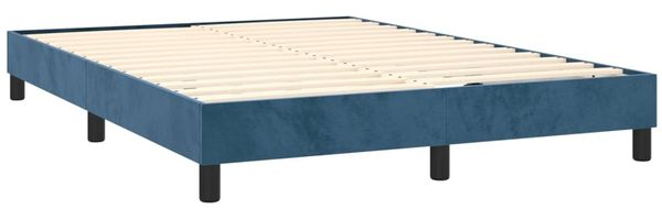 vidaXL Boxspringbett mit Matratze Dunkelblau 140x190 cm Samt 3127371 Bild 4
